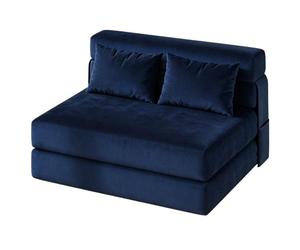 OPULENTHOME Canapé lit Convertible 2 Place Pliable avec Oreillers,2 in 1Fauteuil-lit Convertible en Velours côtelé,Canapé Paresseux/Chauffeuse pour Chambre,Salon(107X32X32cm,Bleu)