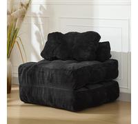 OPULENTHOME Canapé lit Convertible Pliable avec Oreillers,3 in 1Fauteuil-lit Convertible en Velours côtelé avec Coussins,Canapé Paresseux/Chauffeuse pour Chambre,Salon(190 x 85 x 20cm,Noir)