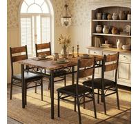 OPULENTHOME Ensemble Table et chaises Salle Manger pour 2 Personnes,Table de Cuisine avec 2 Cuir Chaise Rembourré,Carde Metal,Ensemble Table à Manger 3 pièces pour Petits espaces,Appartement(Brun)