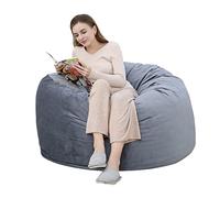 OPULENTHOME Géant Pouf en Velours,Canapé Paresseux en Mousse à mémoire de Forme avec Housse Lavable/Amovible,Fauteuil Sac pour Chambre,Salon,étude(122x122x72cm,Grey)