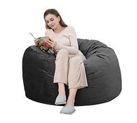 OPULENTHOME Géant Pouf en Velours,Canapé Paresseux en Mousse à mémoire de Forme avec Housse Lavable/Amovible,Fauteuil Sac pour Chambre,Salon,étude(122x122x72cm,Noir)