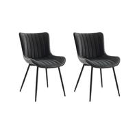 OPULENTHOME Lot DE 2 Chaise Salle A Mange en Metal, Noir, en Tissu, Style Moderne Chaise avec 6 Soft Pack, CY Mesh, modèle 2303, Lot de 2 pièces