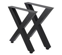 OPULENTHOME Lot de 2 pieds de table en métal - Noyau creux en forme de X - Charge maximale : 200 kg - Hauteur : 71 cm - Protection contre la rouille avec revêtement en poudre - Pour table basse, table