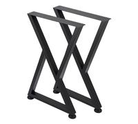 OPULENTHOME Lot de 2 pieds de table en métal - Noyau creux en forme de X - Charge maximale : 200 kg - Hauteur : 71 cm - Protection contre la rouille avec revêtement en poudre - Pour table basse, table