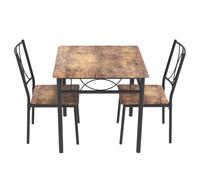 OPULENTHOME Table à Manger en Bois avec 2 chaises,Ensemble Table de Cuisine avec MDF chaises,Table Salle à Manger Industriel et Chaises Pieds en Acier pour Petits espaces,Studio,Appartement(Brun)