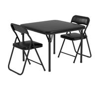OPULENTHOME Table Enfant avec Chaise et Pliable,Bureau Enfant avec 2 chaises -Vrai Cuir,Ensemble Table d'activité Coins Arrondis pour Chambre & Salle Classe de Maternelle(Noir)