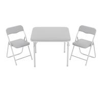 OPULENTHOME Table Enfant avec Chaise et Pliable,Bureau Enfant avec 2 chaises -Vrai Cuir,Ensemble Table d'activité Coins Arrondis pour Chambre & Salle Classe de Maternelle(Gris)