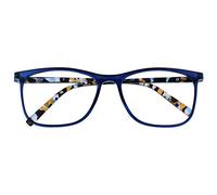 OPULIZE Arc Lunettes de Lecture Monture Carrées Minces Élégantes Charnières à Ressort Anti-Rayures Bleu Branches à Motif Hommes Femmes R66-3 +2.50