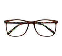 OPULIZE Arc Lunettes de Lecture Monture Carrées Minces Élégantes Charnières à Ressort Anti-Rayures Marron Branches à Motif Hommes Femmes R66-2 +2.00