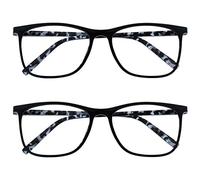 OPULIZE Arc Lunettes de Lecture Pack de 2 Montures Carrées Minces Élégantes Charnières à Ressort Anti-Rayures Noir Branches à Motif Hommes Femmes RR66-1 +3.50