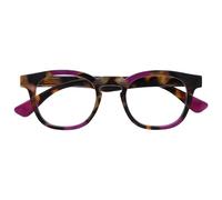 OPULIZE Ava Lunettes de Lecture Avec Monture Arrondi Flatteur Charnières à Ressort Anti-Rayures Écailles de Marron Touche de Violet Hommes Femmes R62-5 +1.50