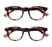 OPULIZE Ava Lunettes de Lecture Pack de 2 Avec Monture Arrondi Flatteur Charnières à Ressort Anti-Rayures Écailles de Marron Touche de Rose Hommes Femmes RR62-4 +1.50
