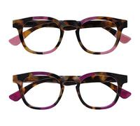 OPULIZE Ava Lunettes de Lecture Pack de 2 Avec Monture Arrondi Flatteur Charnières à Ressort Anti-Rayures Écailles de Marron Touche de Rose Violet Hommes Femmes Ressort RR62-45 +2.00