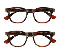 OPULIZE Ava Lunettes de Lecture Pack de 2 Avec Monture Arrondi Flatteur Charnières à Ressort Anti-Rayures Écailles de Marron Touche de Rouge Hommes Femmes RR62-Z +1.00