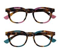 OPULIZE Ava Lunettes de Lecture Pack de 2 Avec Monture Arrondi Flatteur Charnières à Ressort Anti-Rayures Écailles de Marron Touche de Rose Turquoise Hommes Femmes RR62-4Q +3.00