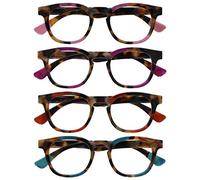 OPULIZE Ava Lunettes de Lecture Pack de 4 Avec Monture Arrondi Flatteur Charnières à Ressort Anti-Rayures Rose Violet Rouge Turquoise Hommes Femmes Ressort RRRR62-45ZQ +3.00