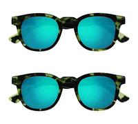OPULIZE Bay Pack 2 En Miroir Épais Rond Hommes Femmes Écaille De Tortue Vert Mat Lecteurs Soleil SS97-6 +0,00