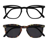 OPULIZE Bex Double Pack Hommes Lunettes De Lecture Avec Lecteur Soleil Grand Noir Mat Brun RS64-12 +3,00