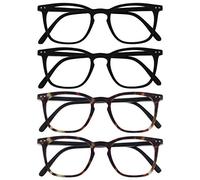Opulize Bex Pack 4 Hommes Lunettes De Lecture Grand Noir Mat Marron Écaille RRRR64-1122 +2,00