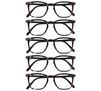 Opulize Bex Pack 5 Hommes Lunettes De Lecture Grand Designer Style Écaille De Tortue Marron Mat RRRRR64-2 +2,00