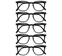 Opulize Bex Pack 5 Hommes Lunettes De Lecture Grand Designer Style Noir Mat RRRRR64-1 +2,00