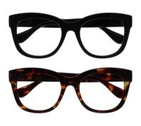OPULIZE BIG Lunette anti lumiere bleue femme & homme - Lunette Loupe Ecran/Gaming - Lunettes rondes à la mode - Anti-éblouissement Anti-Reflet Protection UV - Lot de 2 - Noir Brun - +3,00