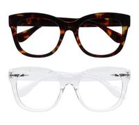 OPULIZE BIG Lunette anti lumiere bleue femme & homme - Lunettes Loupe Ecran/Gaming - Anti-éblouissement Anti-Reflet Protection UV - Lot de 2 - Brun Transparente - +2,00