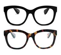 OPULIZE BIG Lunette anti lumiere bleue femme & homme - Lunettes Loupe Ecran/Gaming - Anti-éblouissement Anti-Reflet Protection UV - Lot de 2 - Noir Brun - +0,00
