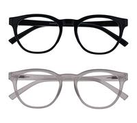 OPULIZE Blu - Lunettes Anti-Lumière Bleue Pack de 2 Montures Rondes et Cool Charnières à Ressort Améliore le Sommeil Jeux Ordinateur Noir Transparente Hommes Femmes BB5-1C +0.00