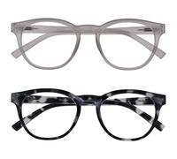 OPULIZE Blu - Lunettes de Lecture Anti-Lumière Bleue Pack de 2 Montures Rondes et Cool Charnières à Ressort Améliore le Sommeil Jeux Ordinateur Transparente Noir Hommes Femmes BB5-CW +3.00