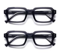 OPULIZE EDG Blue Light Blocking Glasses for Women Men, Anti-reflective Anti-Glare Computer & Gaming Lenses, Vintage Rectangular Frame, UV & Eyestrain Protection, Black (Pack of 2)