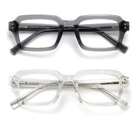 OPULIZE EDG Blue Light Blocking Glasses for Women Men, Anti-reflective Anti-Glare Computer & Gaming Lenses, Vintage Rectangular Frame, UV & Eyestrain Protection, Grey Clear (Pack of 2)