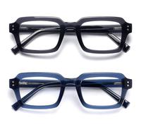 OPULIZE EDG Blue Light Blocking Glasses for Women Men, Anti-reflective Anti-Glare Computer & Gaming Lenses, Vintage Rectangular Frame, UV & Eyestrain Protection, Black Blue (Pack of 2)