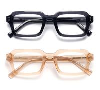 OPULIZE EDG Blue Light Blocking Glasses for Women Men, Anti-reflective Anti-Glare Computer & Gaming Lenses, Vintage Rectangular Frame, UV & Eyestrain Protection, Black Pink (Pack of 2)