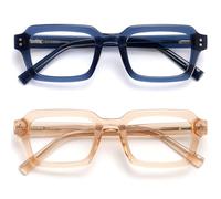 OPULIZE EDG Blue Light Blocking Glasses for Women Men, Anti-reflective Anti-Glare Computer & Gaming Lenses, Vintage Rectangular Frame, UV & Eyestrain Protection, Pink Blue (Pack of 2)