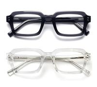 OPULIZE EDG Blue Light Blocking Glasses for Women Men, Anti-reflective Anti-Glare Computer & Gaming Lenses, Vintage Rectangular Frame, UV & Eyestrain Protection, Black Clear (Pack of 2)