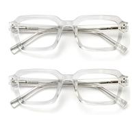 OPULIZE EDG Blue Light Blocking Reading Glasses for Women Men - 2 Pack - Anti-Reflective Anti-Glare Computer & Gaming Lenses - Vintage Rectangular Frame - UV & Eyestrain Protection - Clear +3.50