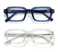 OPULIZE EDG Blue Light Blocking Reading Glasses for Women Men - 2 Pack - Anti-Reflective Anti-Glare Computer & Gaming Lenses - Vintage Rectangular Frame - UV & Eyestrain Protection - Blue Clear +3.00