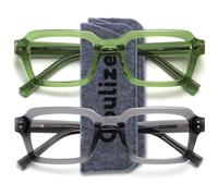 OPULIZE EDG Lunette anti lumière bleue, Anti-éblouissement Anti Reflet, UV400, Cadre rectangulaire léger, Lot de 2 Vert Gris