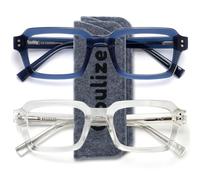 OPULIZE EDG Lunette anti lumière bleue, Anti-éblouissement Anti Reflet, UV400, Cadre rectangulaire léger, Lot de 2 Bleu Transparent