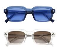 OPULIZE EDG Lunettes de soleil, Anti-éblouissement, Protection UV400, Cadre rectangulaire léger, Lot de 2 Bleu/Transparent