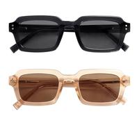 OPULIZE EDG Lunettes de soleil, Anti-éblouissement, Protection UV400, Cadre rectangulaire léger, Lot de 2 Noir/Rose