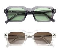 OPULIZE EDG Lunettes de soleil, Anti-éblouissement, Protection UV400, Cadre rectangulaire léger, Lot de 2 Gris/Transparent