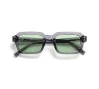 OPULIZE EDG Sunglasses for Men & Women - Vintage Rectangular Transparent Frame with Spring Hinges - Trendy Retro Sunglasses with UV400 Protection Lenses - Transparent Grey with Light Green Lenses
