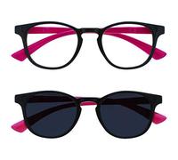 OPULIZE Enfants Double Pack Lumière Bleue Lunettes Avec Matching Lunettes De Soleil Garçons Filles Âge 6+ Noir Neon Rose BS47-F