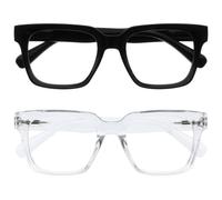 OPULIZE ERA Lunette anti lumiere bleue femme & homme - Lunette Loupe Ecran/Gaming - Lot de 2 - Lunettes surdimensionnées - Anti-éblouissement Anti-Reflet Protection UV - Noir Transparent - +3,00