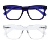 OPULIZE ERA Lunette anti lumiere bleue femme & homme - Lunette Loupe Ecran/Gaming - Lot de 2 - Lunettes surdimensionnées - Anti-éblouissement Anti-Reflet Protection UV - Bleu Transparent - +1,50