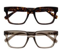 OPULIZE ERA Lunette anti lumiere bleue femme & homme - Lunette Loupe Ecran/Gaming - Lot de 2 - Lunettes surdimensionnées - Anti-éblouissement Anti-Reflet Protection UV - Brun Gris - +1,50