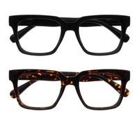 OPULIZE ERA Lunette anti lumiere bleue femme & homme - Lunette Loupe Ecran/Gaming - Lot de 2 - Lunettes surdimensionnées - Anti-éblouissement Anti-Reflet Protection UV - Noir Brun - +2,00