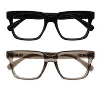 OPULIZE ERA Lunette anti lumiere bleue femme & homme - Lunette Loupe Ecran/Gaming - Lot de 2 - Lunettes surdimensionnées - Anti-éblouissement Anti-Reflet Protection UV - Noir Gris - +3,00